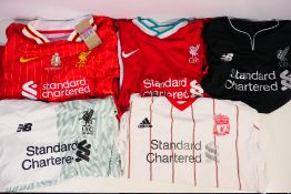 Liverpool Football Club - Five replica shirts, all with Standard Chartered sponsorship,