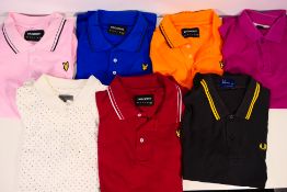 A collection of polo shirts to include Lyle & Scott, Fred Perry, Voi Jeans and other, sizes L,
