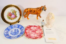 Ceramics to include a Franklin Mint study of a tiger, On The Prowl, approximately 31 cm (l),