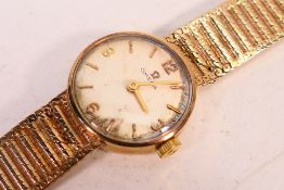 A lady's 9ct gold cased Omega bracelet wristwatch, manual wind 17 jewel cal 620 movement,