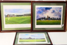 Three cricket related prints by Jack Russell comprising Winning Double,
