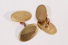 A pair of 9ct yellow gold cufflinks, approximately 7.5 grams.