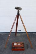 Surveying Instruments - A vintage Troughton & Simms theodolite contained in fitted wooden case with
