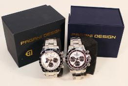 Two Pagani Design chronograph wristwatches, contained in original boxes with paperwork.