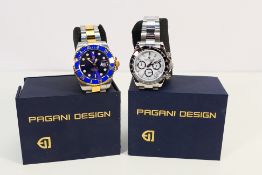 A Pagani Design automatic wristwatch with dark blue dial and a Pagani Design Sport Chronograph