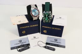 A Pagani Design Chronograph Sport watch with light blue dial and a Pagani Design automatic