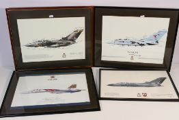 Aviation Interest - Four framed Squadron Prints and similar informational sheets comprising Tornado