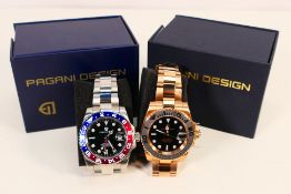 Two Pagani Design automatic wristwatches, one with 'Pepsi' style bezel,