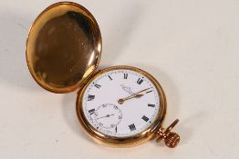 A 9ct rose gold cased full hunter pocket watch,