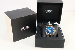 A Hugo Boss chronograph wristwatch with blue dial,