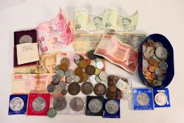 Numismatology and Notaphily - a collection of UK and foreign pre-decimal coins to include two