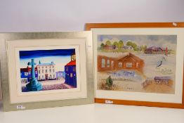 Lot to include a pencil signed Barbara Lamb print entitled The House, Yarm,