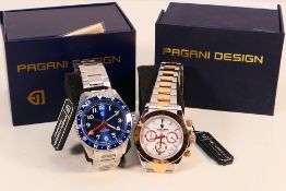 A Pagani Design Chronograph Sport watch and a Pagani Design automatic wristwatch with blue dial,