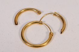 Scrap Gold - A pair of 9ct yellow gold ear hoops, one A/F, approximately 2.7 grams.