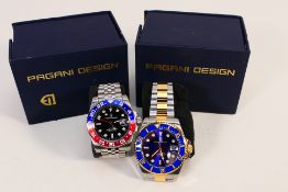Two Pagani Design automatic wristwatches, one with 'Pepsi' style bezel,