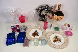 Mixed ceramics and glassware including paperweights, maker's to include Caithness and other.