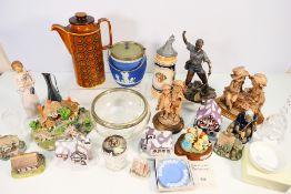 A mixed lot comprising ceramics, glass a