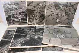 A collection of vintage black and white, aerial view, photographic images,