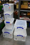 Six mainly Really Useful clear storage b