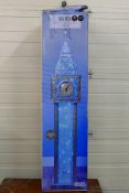 A large Big Ben LED Floor Lamp in chrome with colour changing LED lights, approximately 147 cm (h).