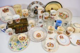 A quantity of royal commemorative items to include ceramics, glassware and tins.