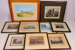 A collection of etchings and prints to include views of Warrington, Manchester and Cheshire,