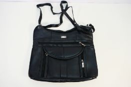 Quenchy London - A Quenchy london, Black leather handbag with silver coloured detail,