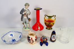 Lot to include a Lladro figure # 4757 Doncel With Flowers (lacking thumb of left hand),