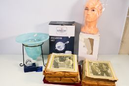 Lot to include a boxed Harrison's Finest Decanter Set, recycled glass planter,