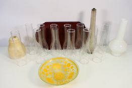 A quantity of oil lamp chimneys and other.