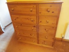 A pine Chest of five small Drawers and five larger Drawers, 122 cm (h) x 122 cm (w) x 38 cm (d),