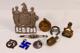 A small group of mixed collectibles to include an early 20th century silver and blue enamel