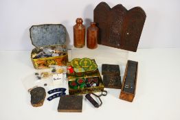 Lot to include vintage wooden printing blocks,