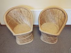 A matched pair of vintage retro wicker,