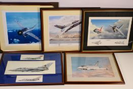 A quantity of aviation / military related prints to include Lightnings after Iain Wylie,