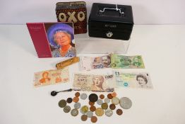 Numismatology - a small Coin and Bank note collection to include a $2 bank roll of mint 1961