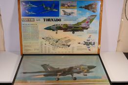 A large Plaistow Pictorial Fact Sheet relating to the Tornado fighter jet, framed under glass,