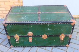 A vintage compactum wardrobe trunk with fitted interior, approximately 54 cm x 103 cm x 57 cm.