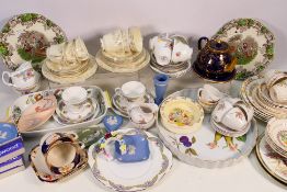 Mixed ceramics comprising Spode, Royal Doulton, Carlton Ware, Wedgwood and other, two boxes. [2].