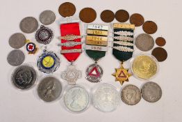 Lot to include a small quantity of coins, medals and similar.