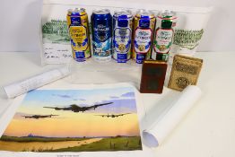 Lot to include five empty cans of Oettinger beer,