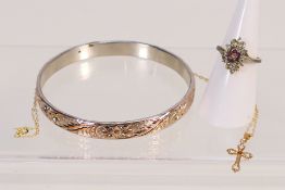 A yellow metal (stamped 9ct) stone set c