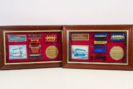 Matchbox Yesteryear - Two limited edition framed glass display sets comprising Leyland Titan TD1