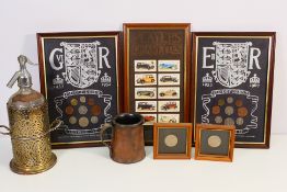 Four framed coin displays to include Elizabeth II Sterling Coinage Issued From 1953 to 1967 one