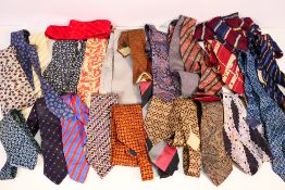 A collection of gentleman's neck ties including silk examples.