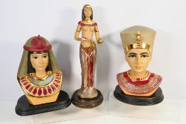 Two Egyptian style busts and a similar f