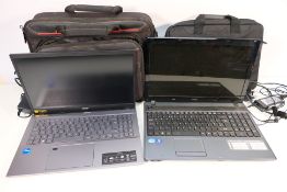 Two Acer Aspire laptops with laptop bags to include an Aspire 5749 Series and an Acer Aspire 5,