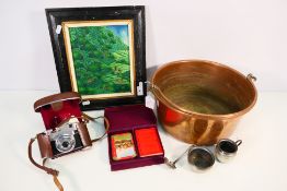 Lot to include a copper pot, Bencini cam