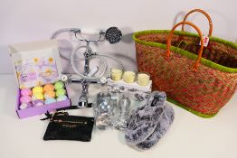 A traditional style bath / shower mixer tap, bath bombs and other.