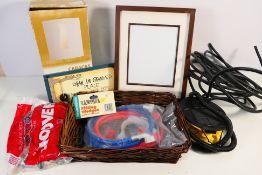A mixed lot to include wicker basket, pi